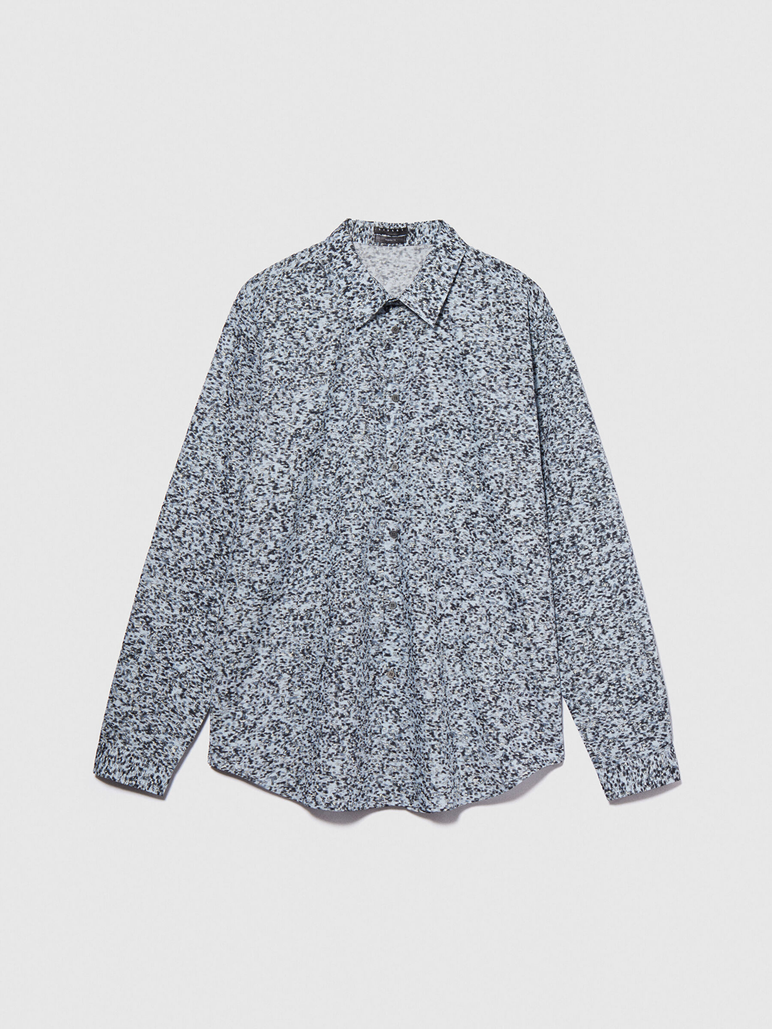 Erkek Mavi Mix %100 Pamuk Tamamı Desenli Arkası Pileli Regular Fit Gömlek 324P5YYUSQ03N-921