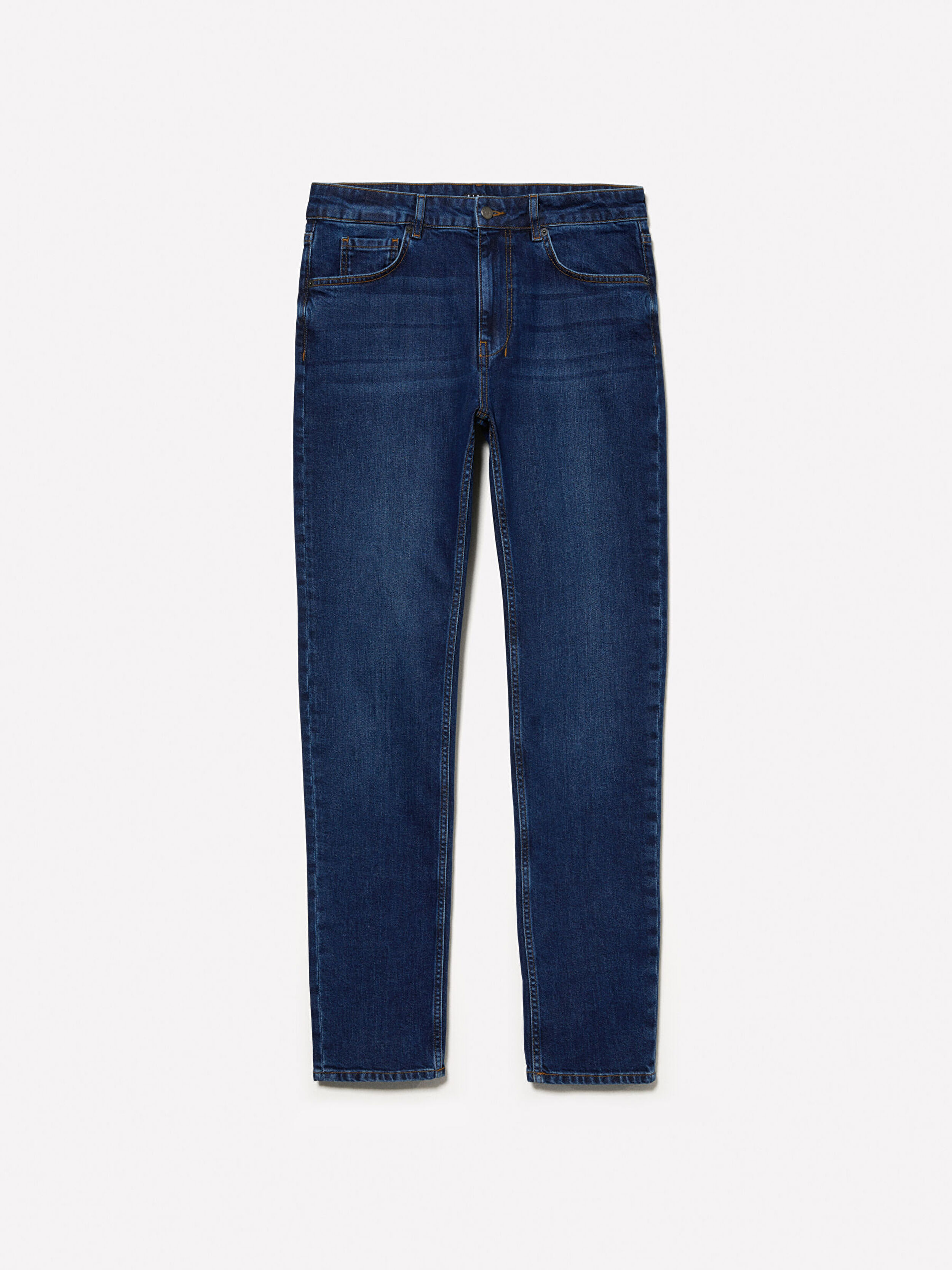 Erkek İndigo Pamuk Karışımlı Vintage Yıkama Efektli Dar Denim Pantolon 324A4S1BSE02C-902