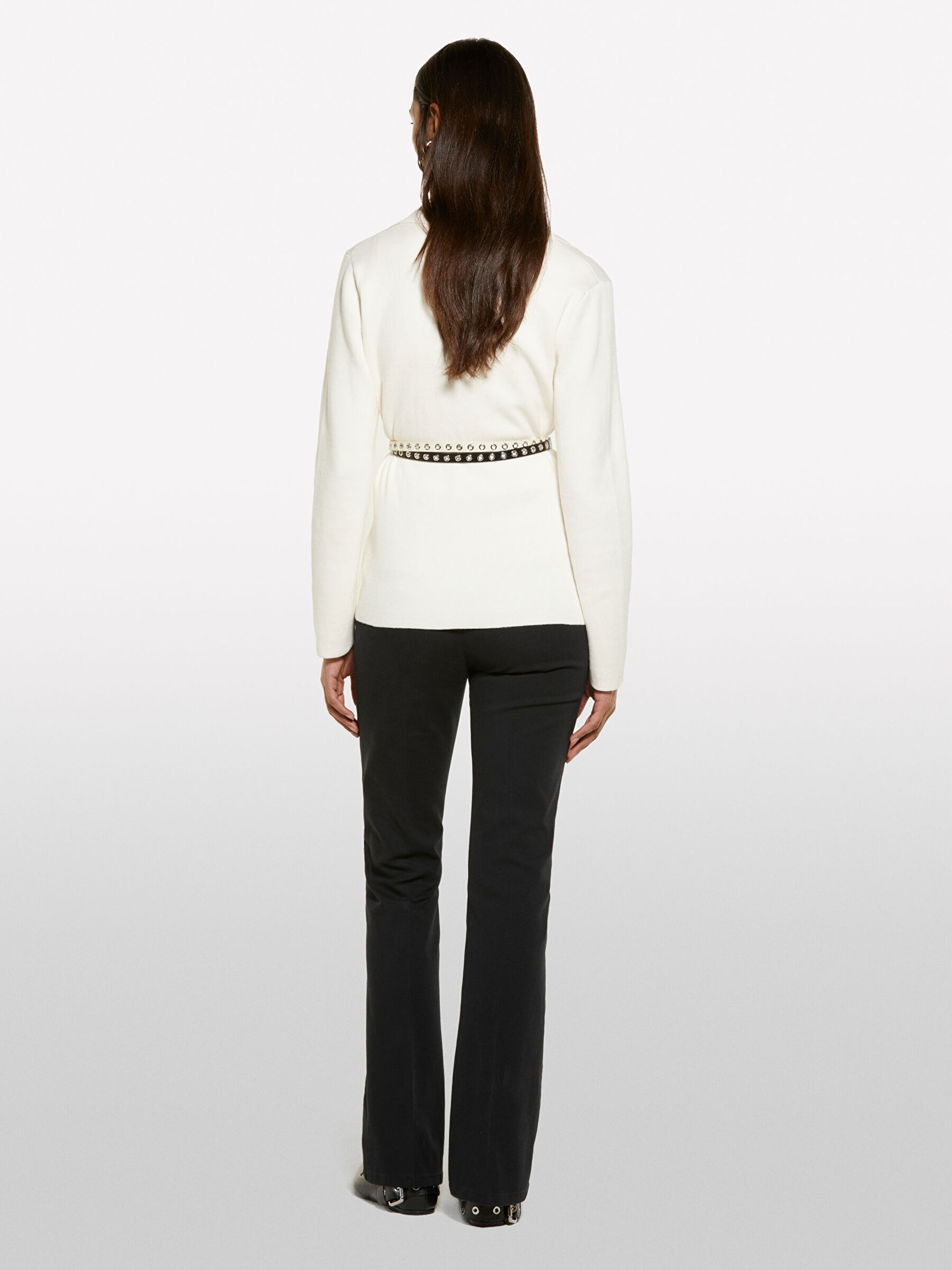 Kadın Siyah Streç Pamuklu Düğmeli Fermuarlı Flare Pantolon 325P49MALF05G-100