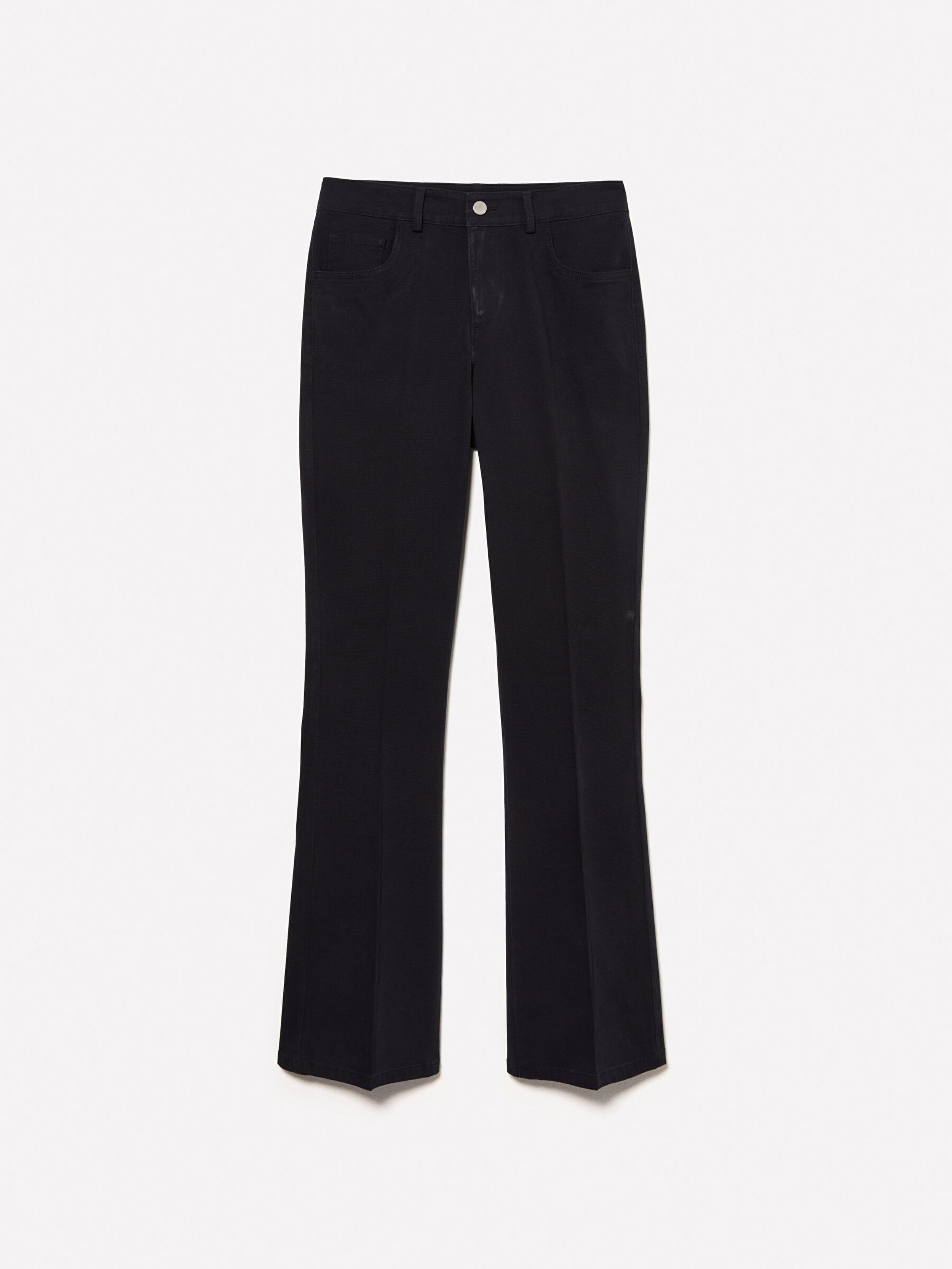 Kadın Siyah Streç Pamuklu Düğmeli Fermuarlı Flare Pantolon 325P49MALF05G-100