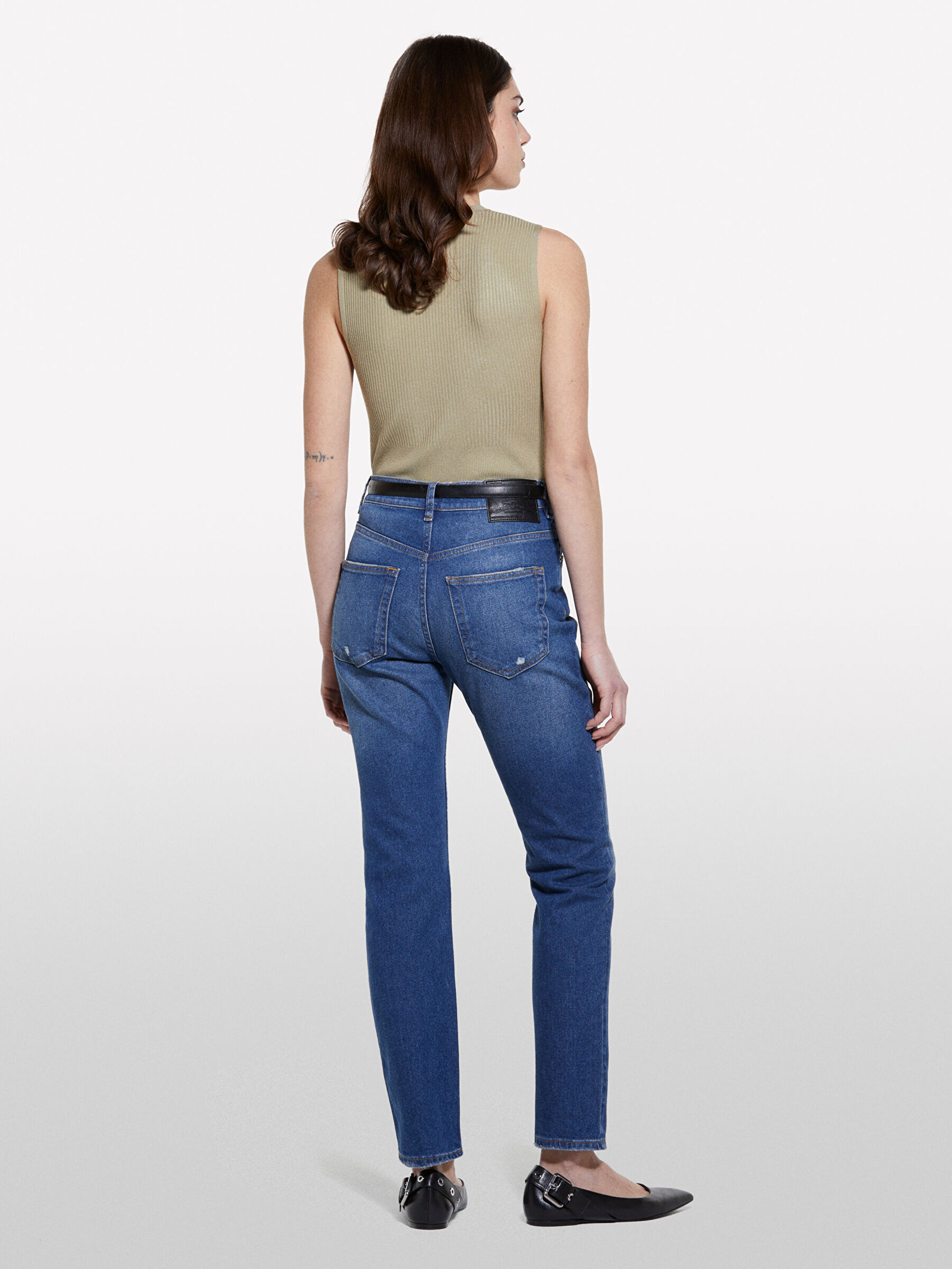 Kadın Koyu Denim Pamuk Karışımlı Normal Bel Denim Pantolon 325P4IM7LE047-902