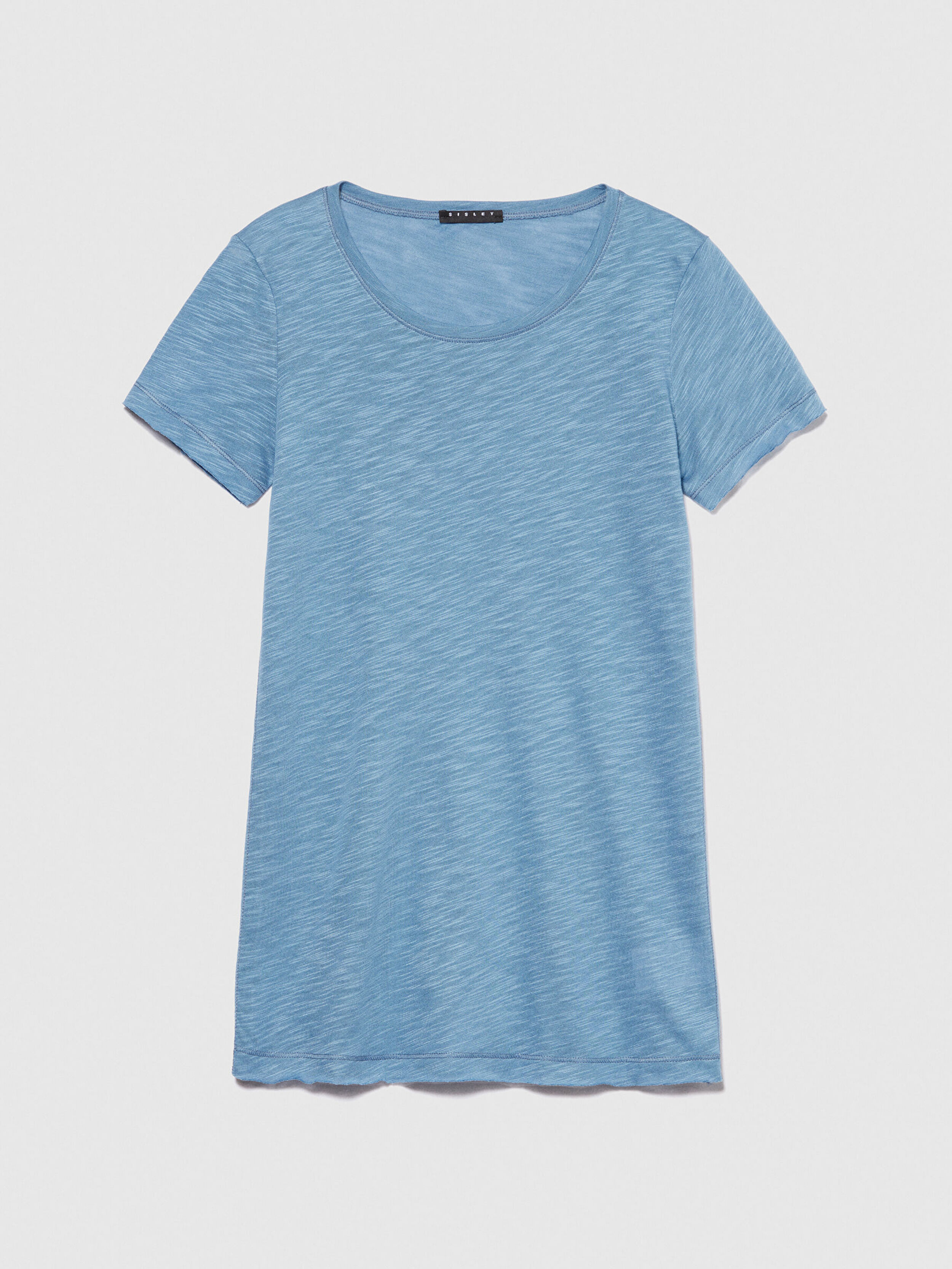 Kadın Açık Mavi Pamuk Modal Karışımlı Normal Kalıp Bisiklet Yaka T-Shirt 324P3TNHL11A2-11W