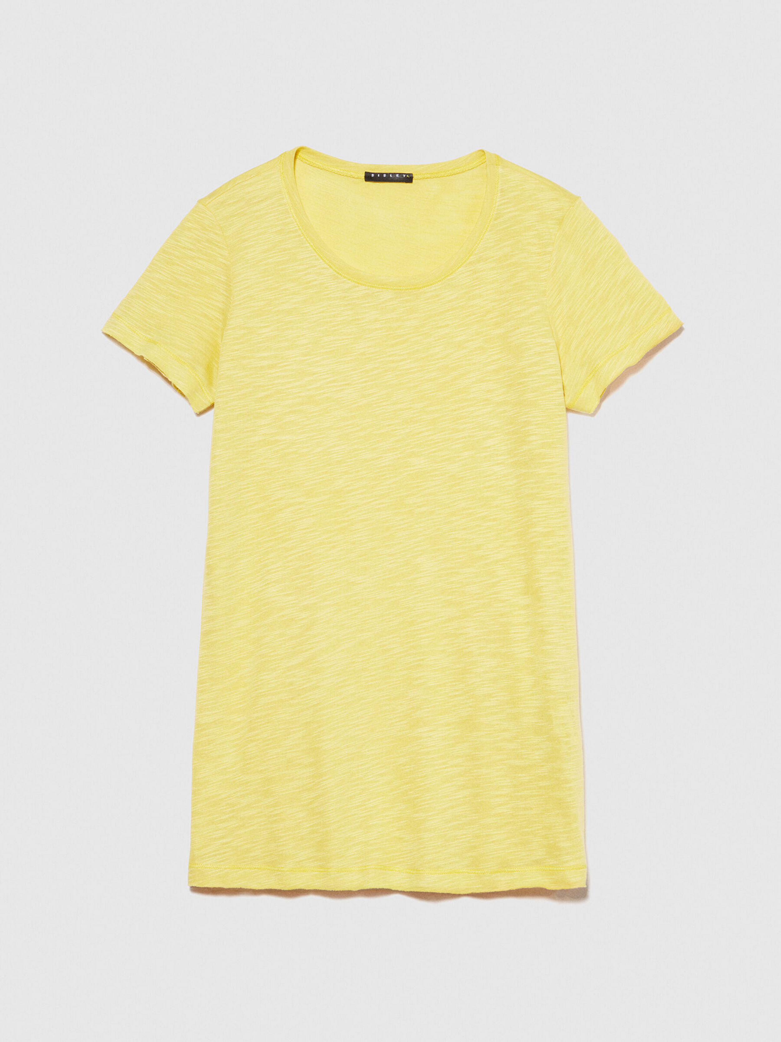 Kadın Sarı Pamuk Modal Karışımlı Normal Kalıp Bisiklet Yaka T-Shirt 324P3TNHL11A2-36B