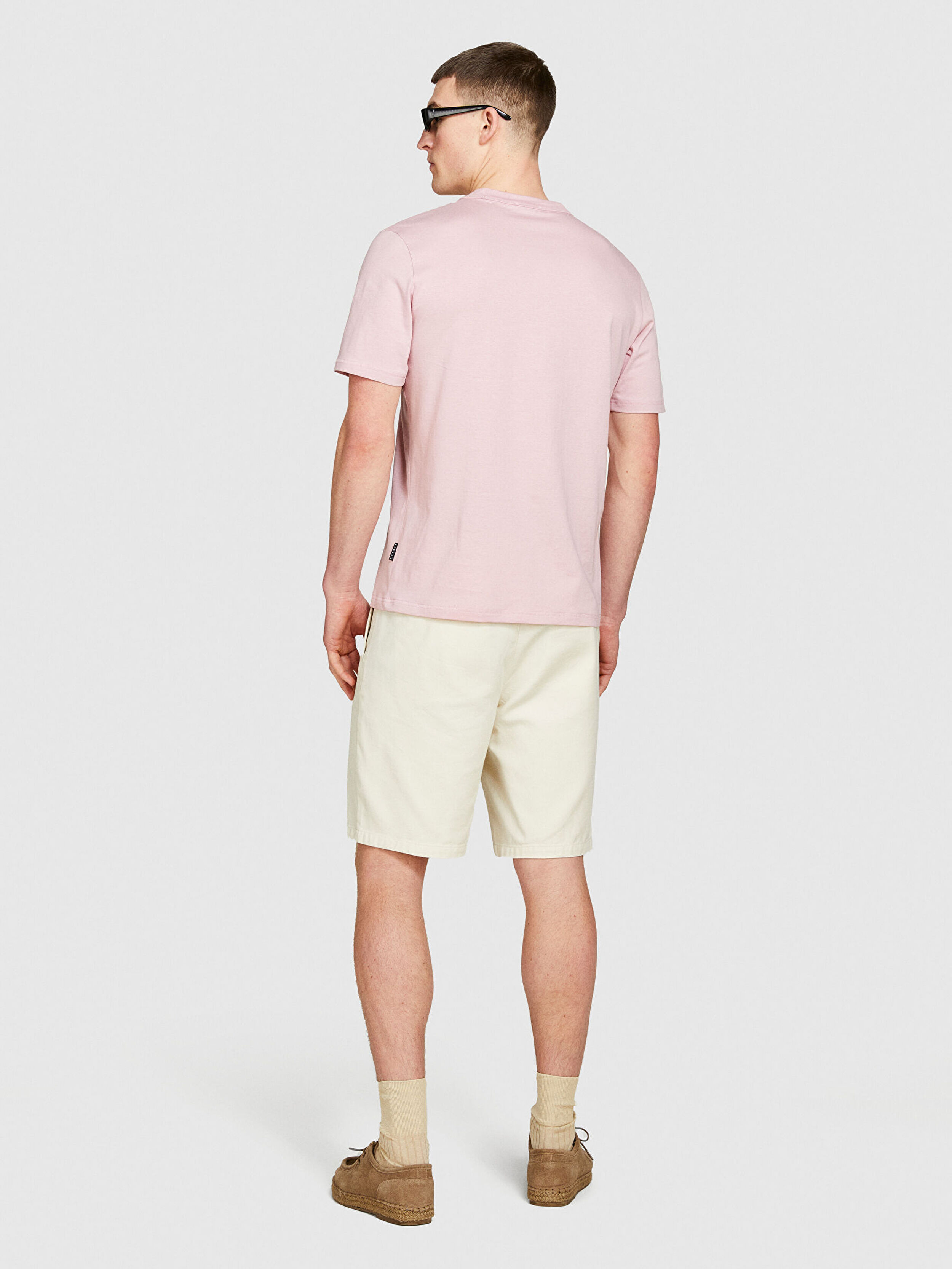 Erkek Gül Kurusu %100 Pamuk Önü Baskılı Bisiklet Yaka T-Shirt 324P3I1XS103J-223