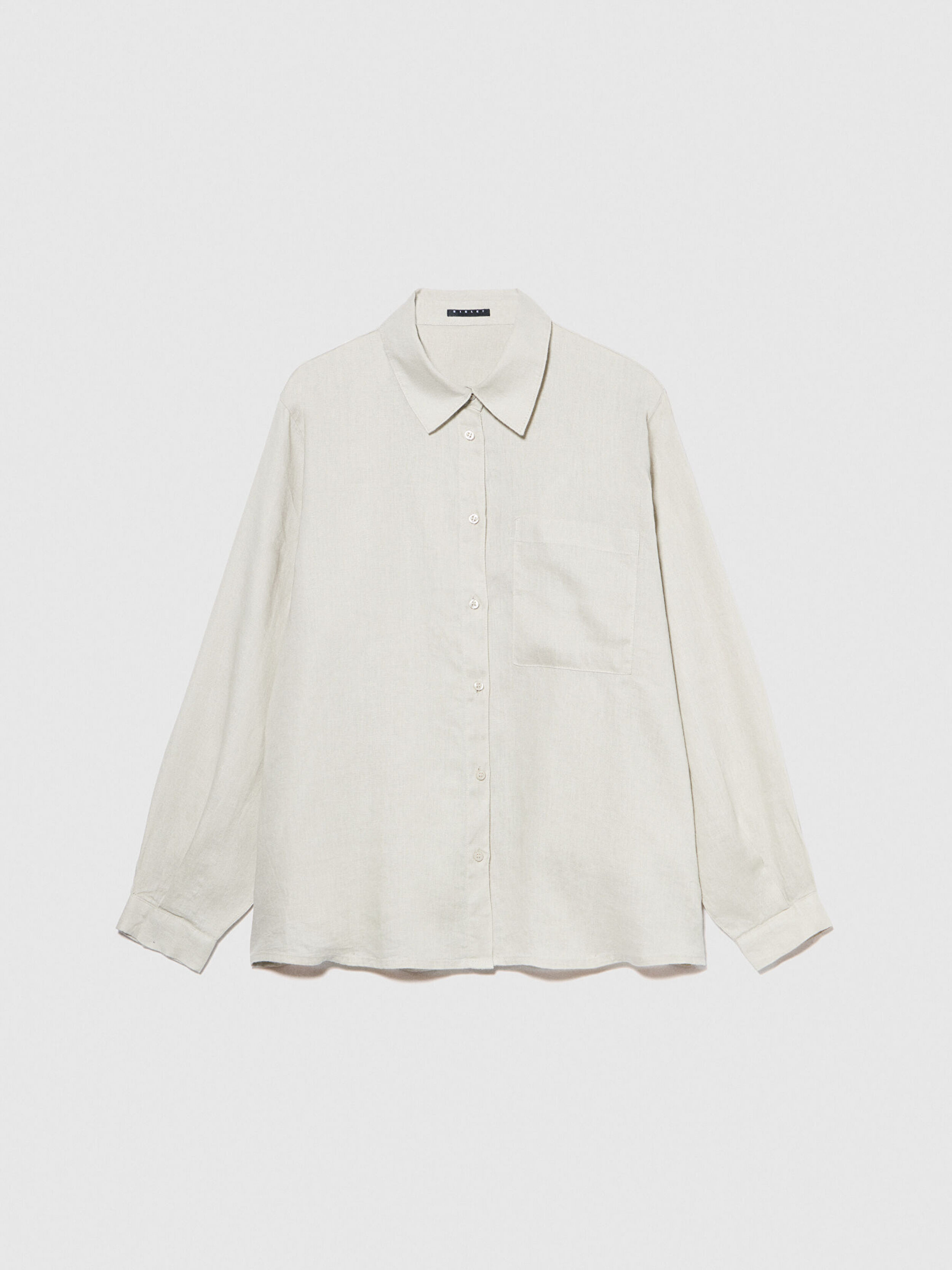 Kadın Bej %100 Keten Düğmeli Göğüs Cepli Uzun Kollu Gömlek 324P5BMLLQ06S-38U