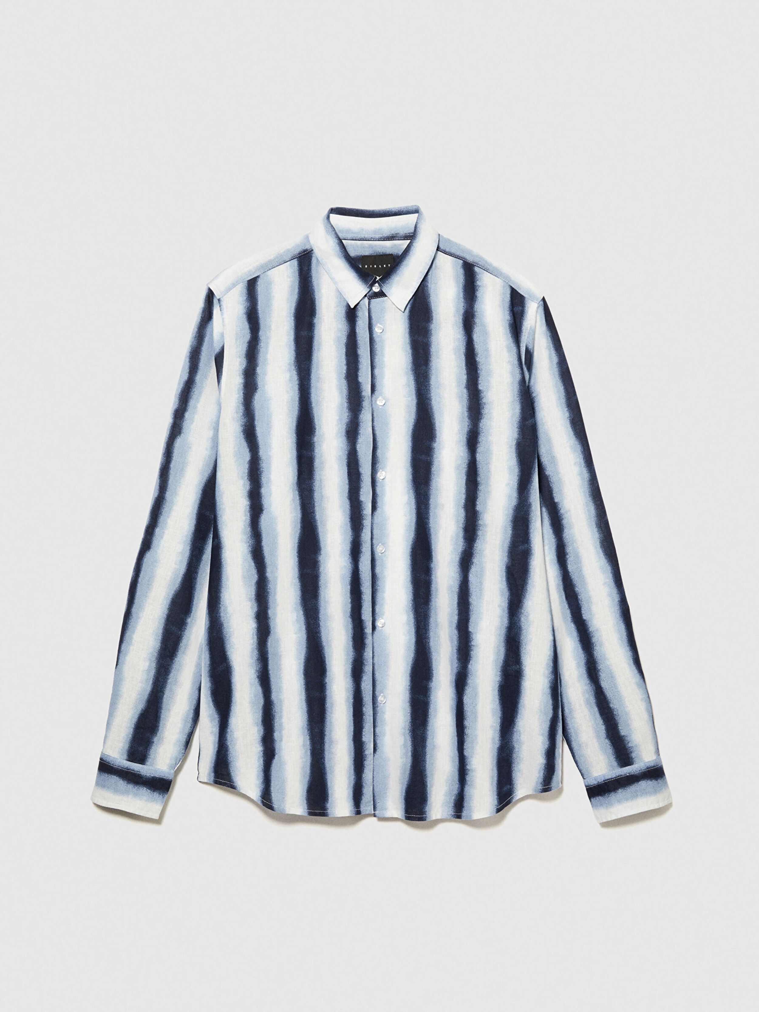 Erkek Mavi Mix Keten Pamuk Karışımlı Tamamı Desenli Slim Fit Gömlek 324P57BXSQ03M-901