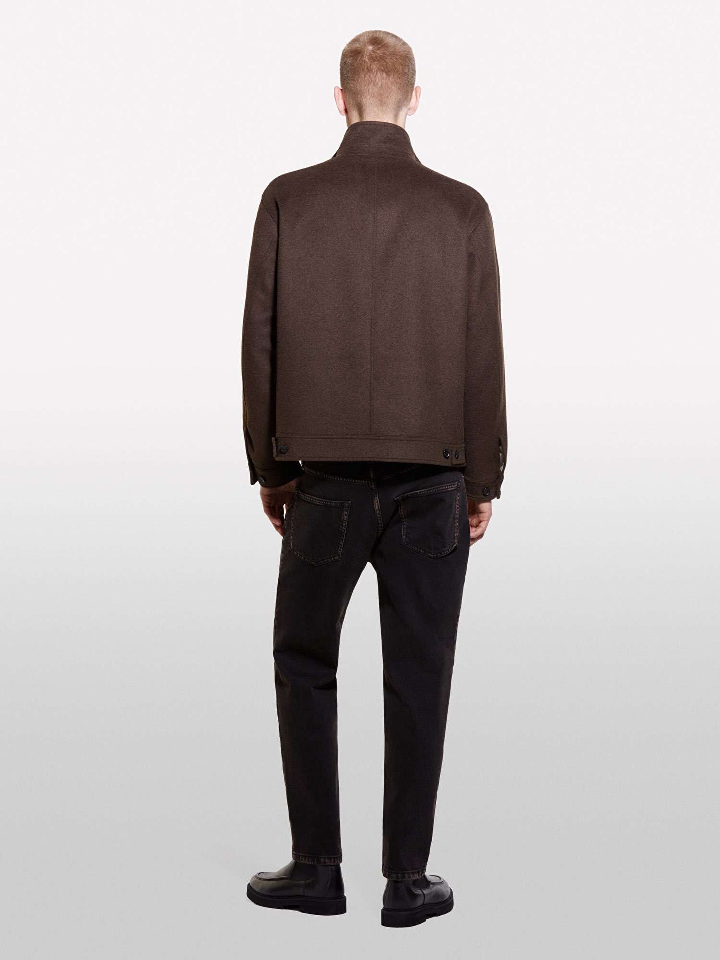 Resim Erkek Koyu Gri Pamuk Karışımlı 5 Cepli Düşük Bel Denim Pantolon