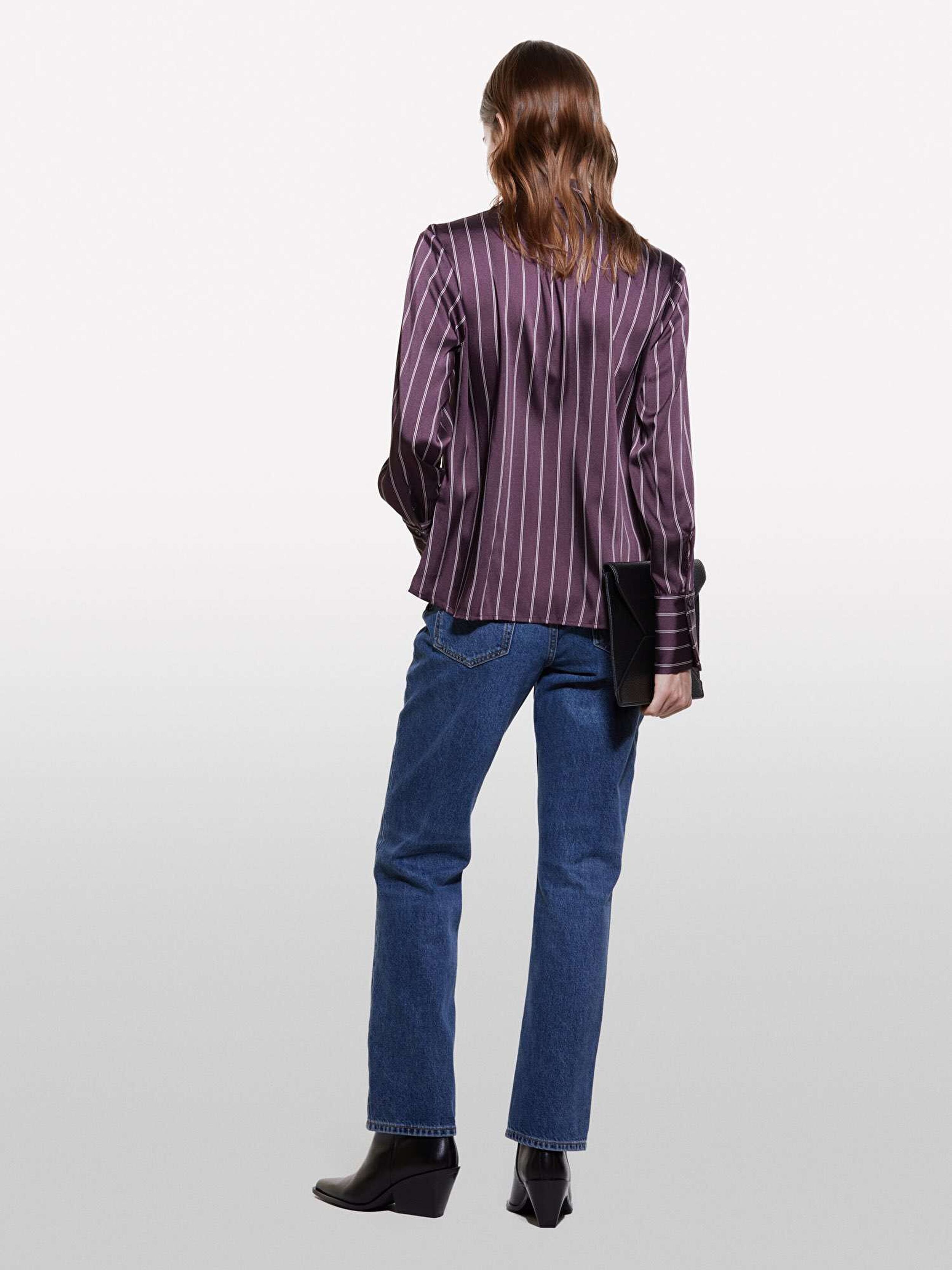 Resim Kadın İndigo %100 Pamuk Beş Cepli Düz Paça Normal Bel Denim Pantolon