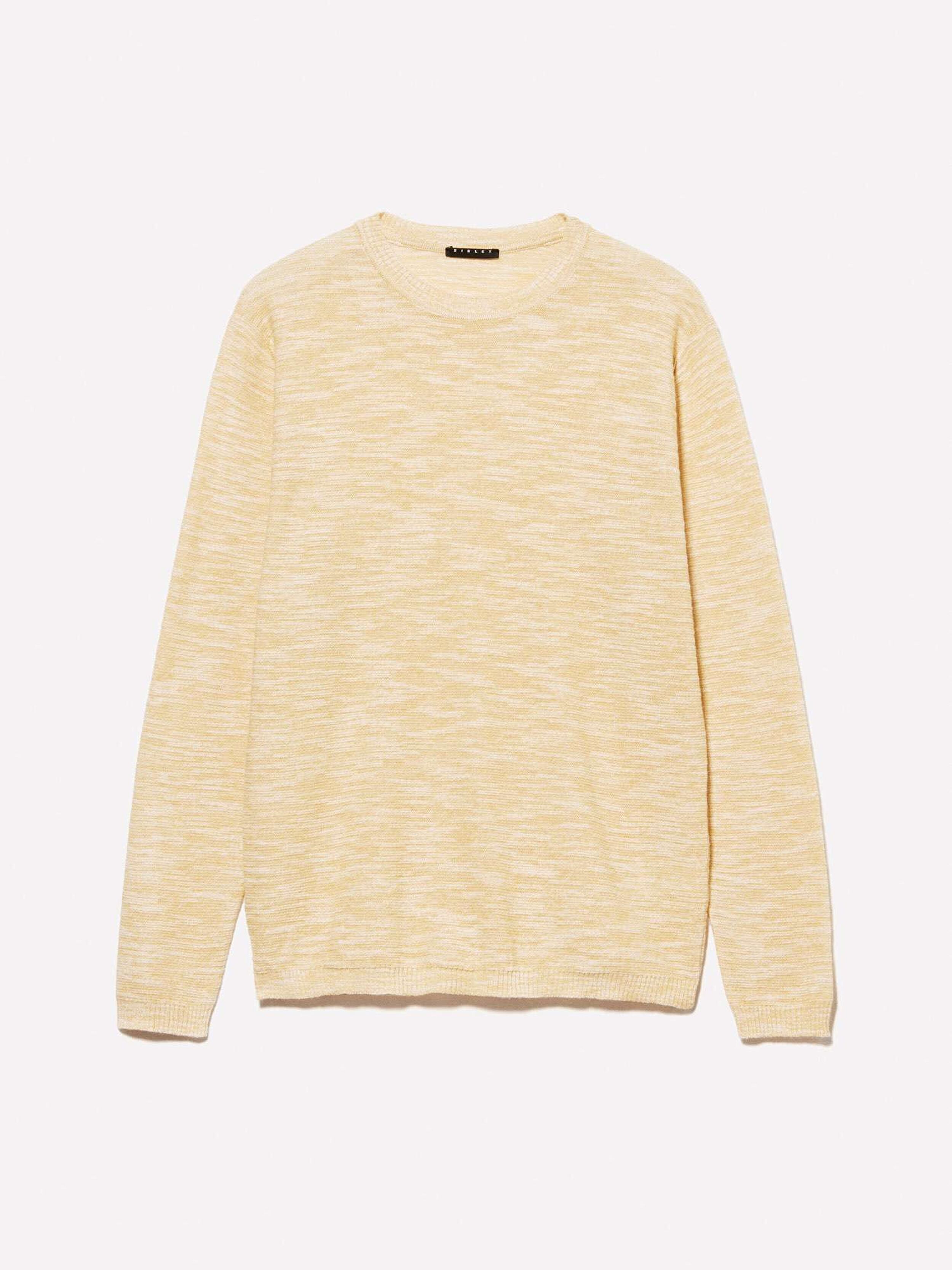 Resim Erkek Açık Hardal Pamuk Karışımlı Uzun Kollu Bisiklet Yaka Kazak