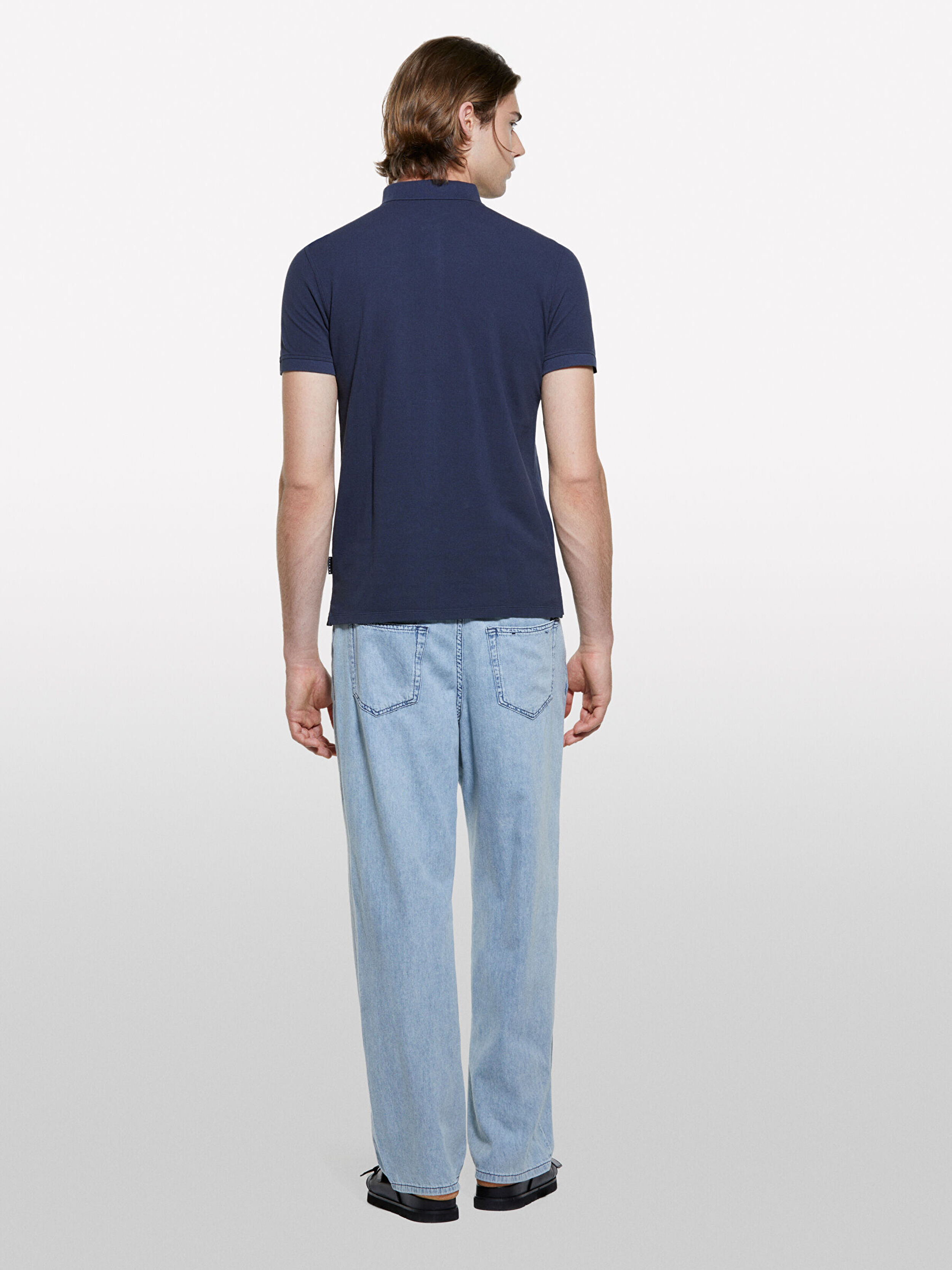 Resim Erkek Koyu Lacivert %100 Pamuk Regular Fit Polo T-Shirt