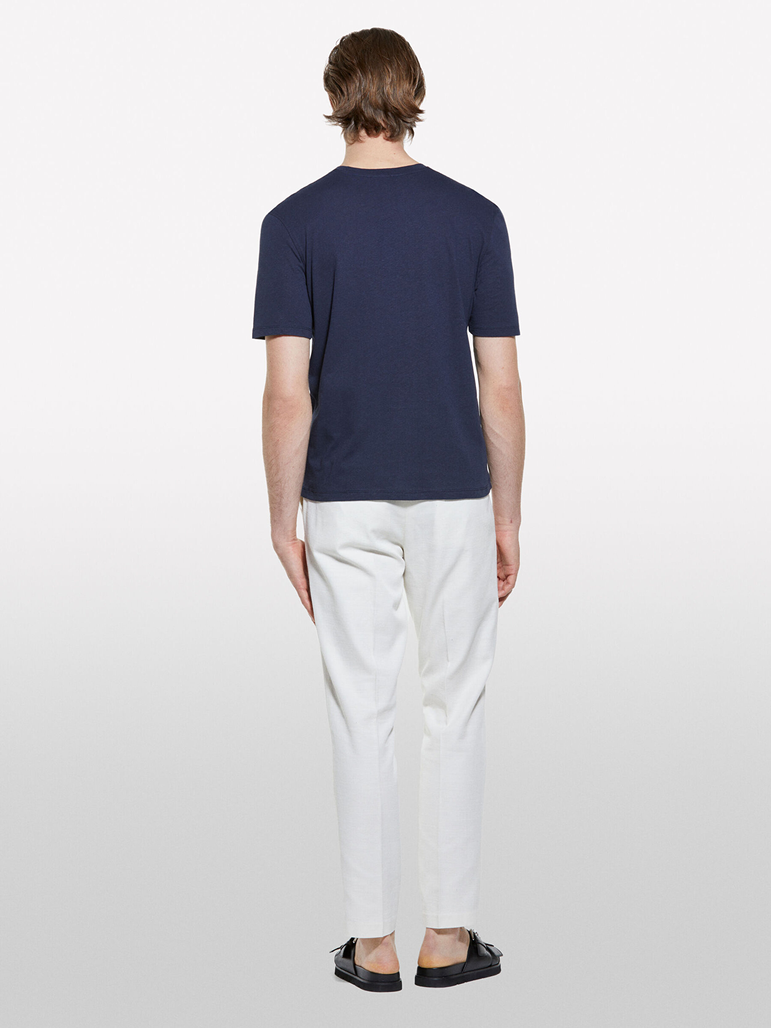 Resim Erkek Açık Krem %100 Pamuk Slim Comfort Fit Chino Pantolon