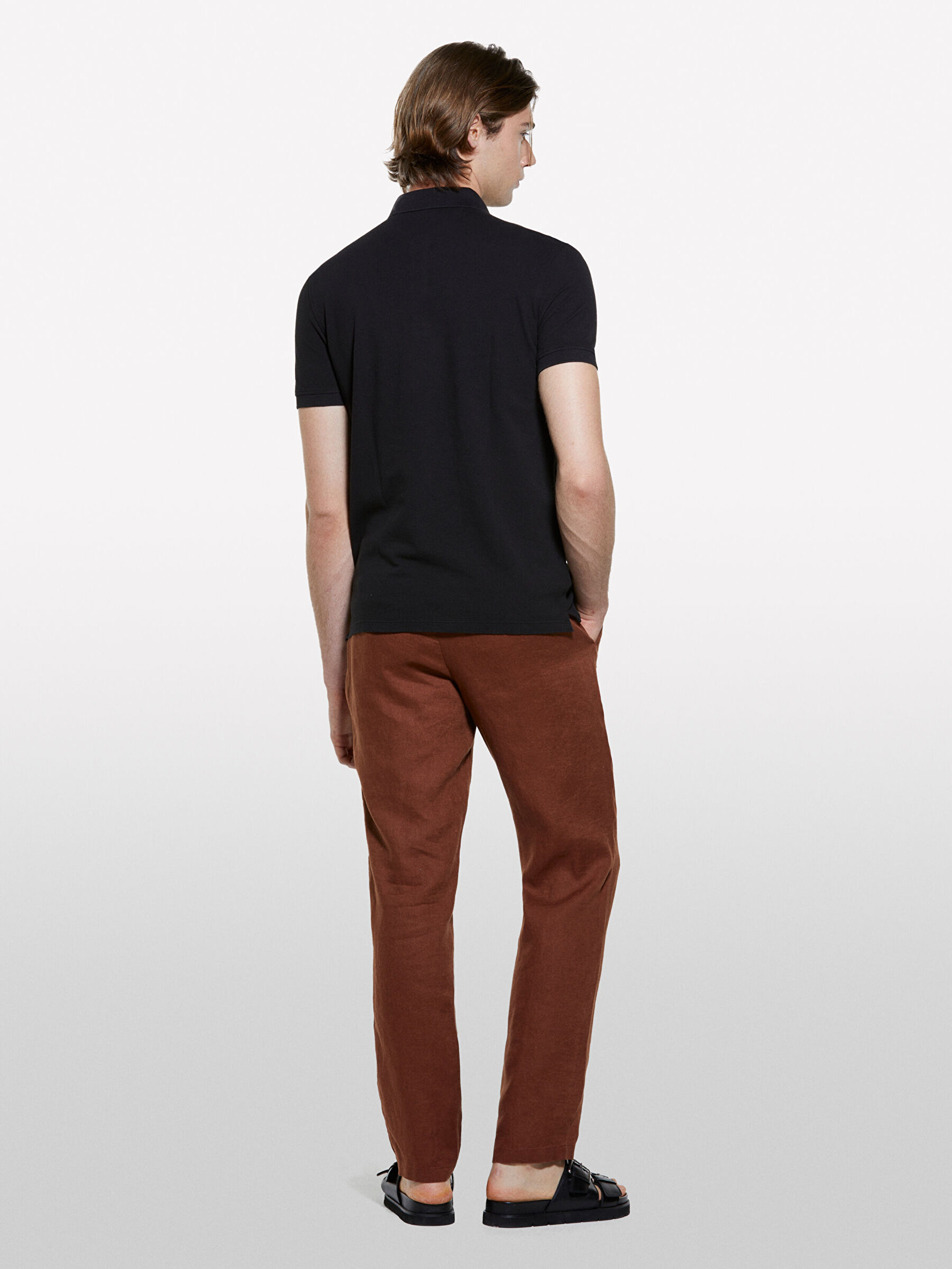 Resim Erkek Siyah %100 Pamuk Regular Fit Polo T-Shirt