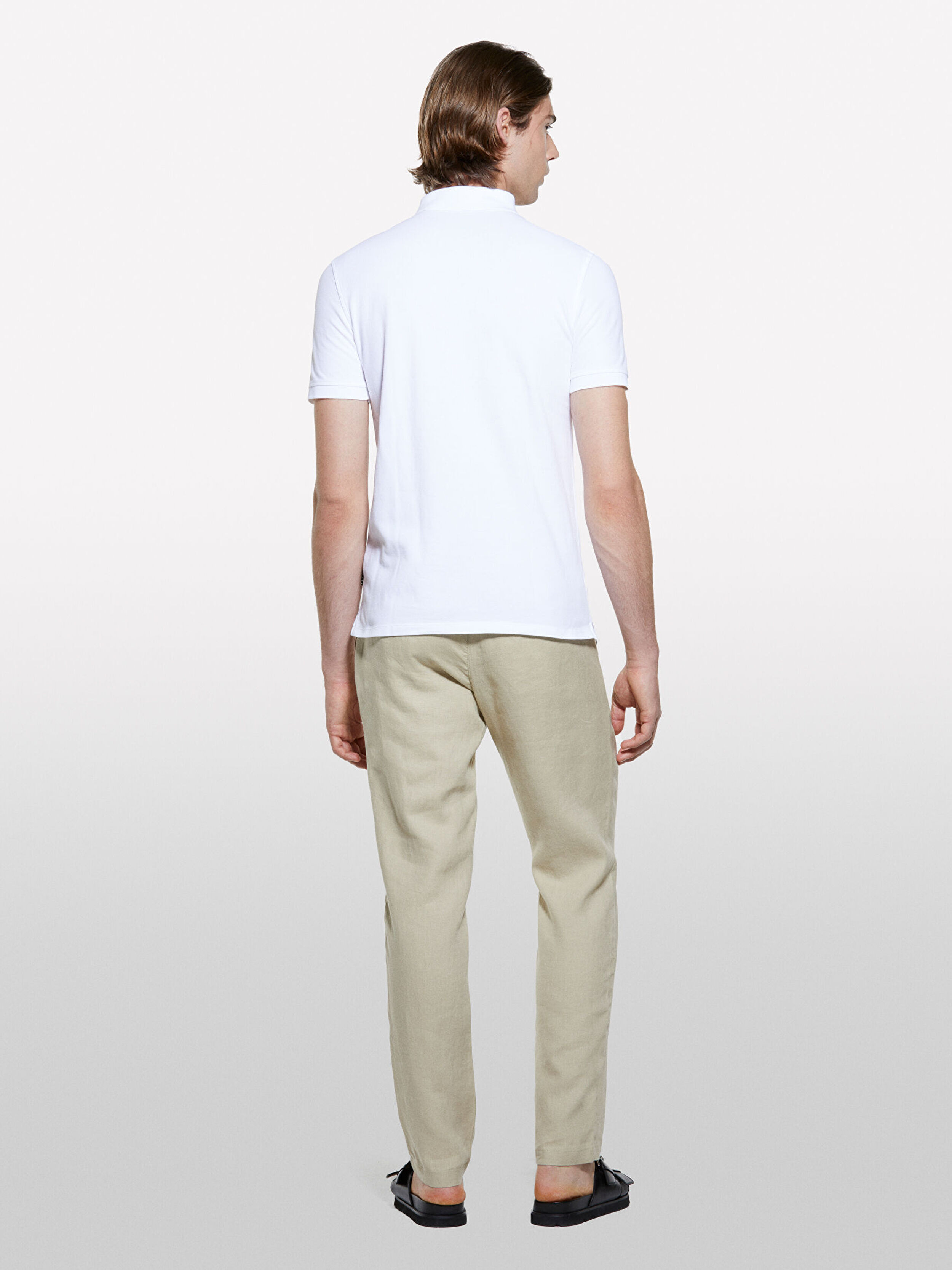 Resim Erkek Beyaz %100 Pamuk Regular Fit Polo T-Shirt