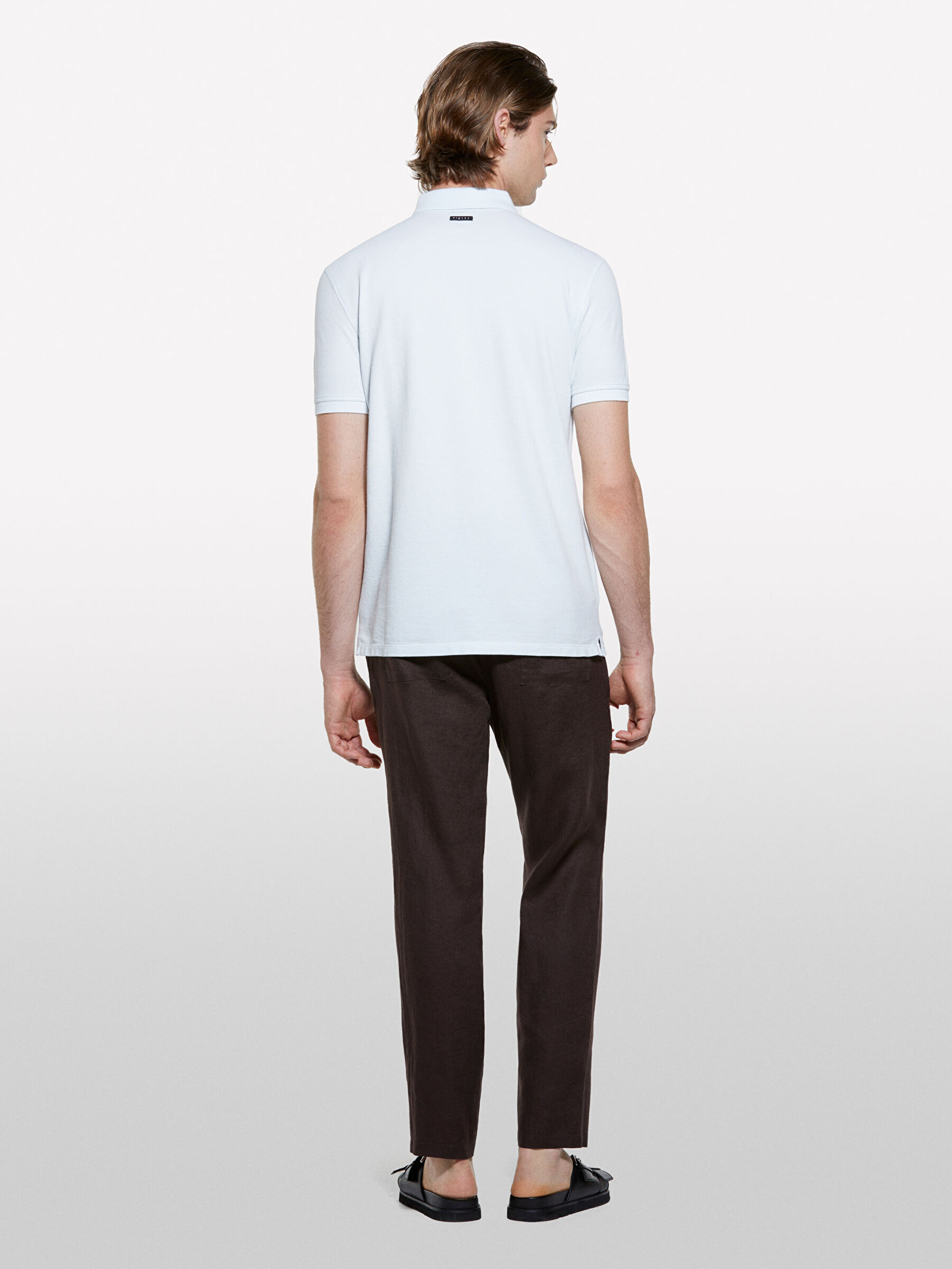 Resim Erkek Buz Mavisi %100 Pamuk Regular Fit Polo T-Shirt