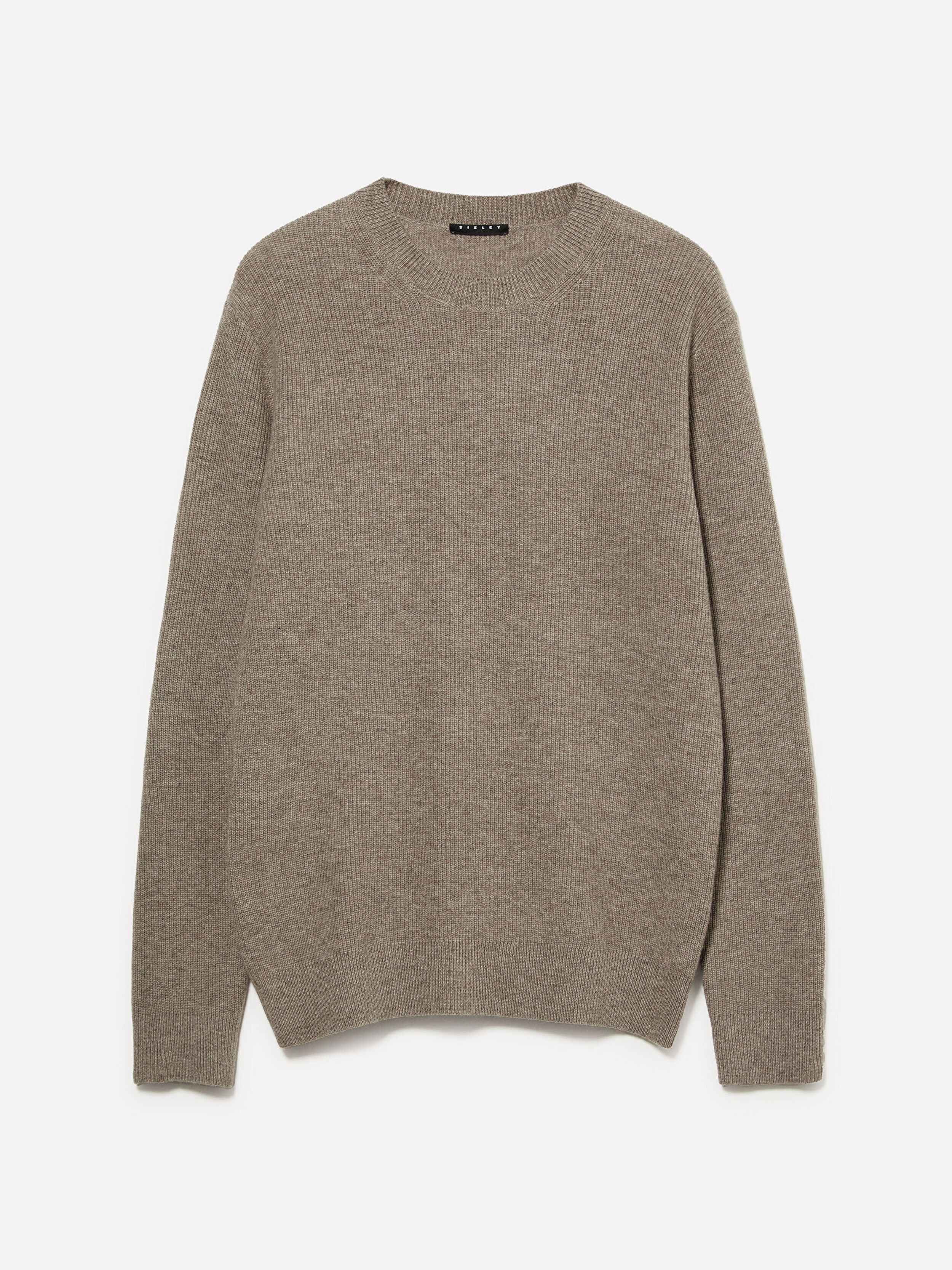 Resim Erkek Açık Kahverengi Yün Karışımlı Ribanalı Bisiklet Yaka Kazak