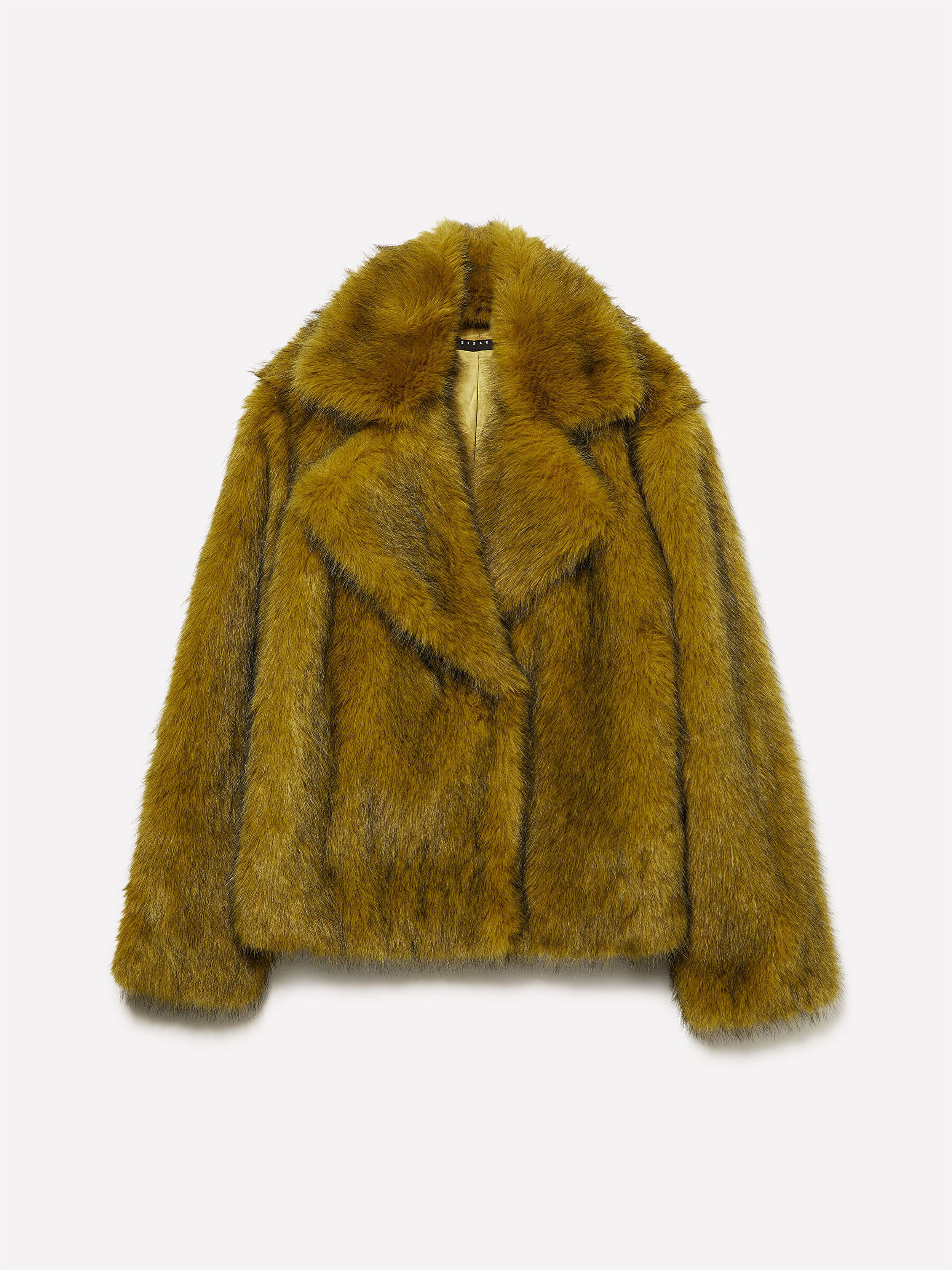 Resim Kadın Haki Yeşili Viskoz Karışımlı Kürk Görünümlü Kruvaze Kısa Ceket