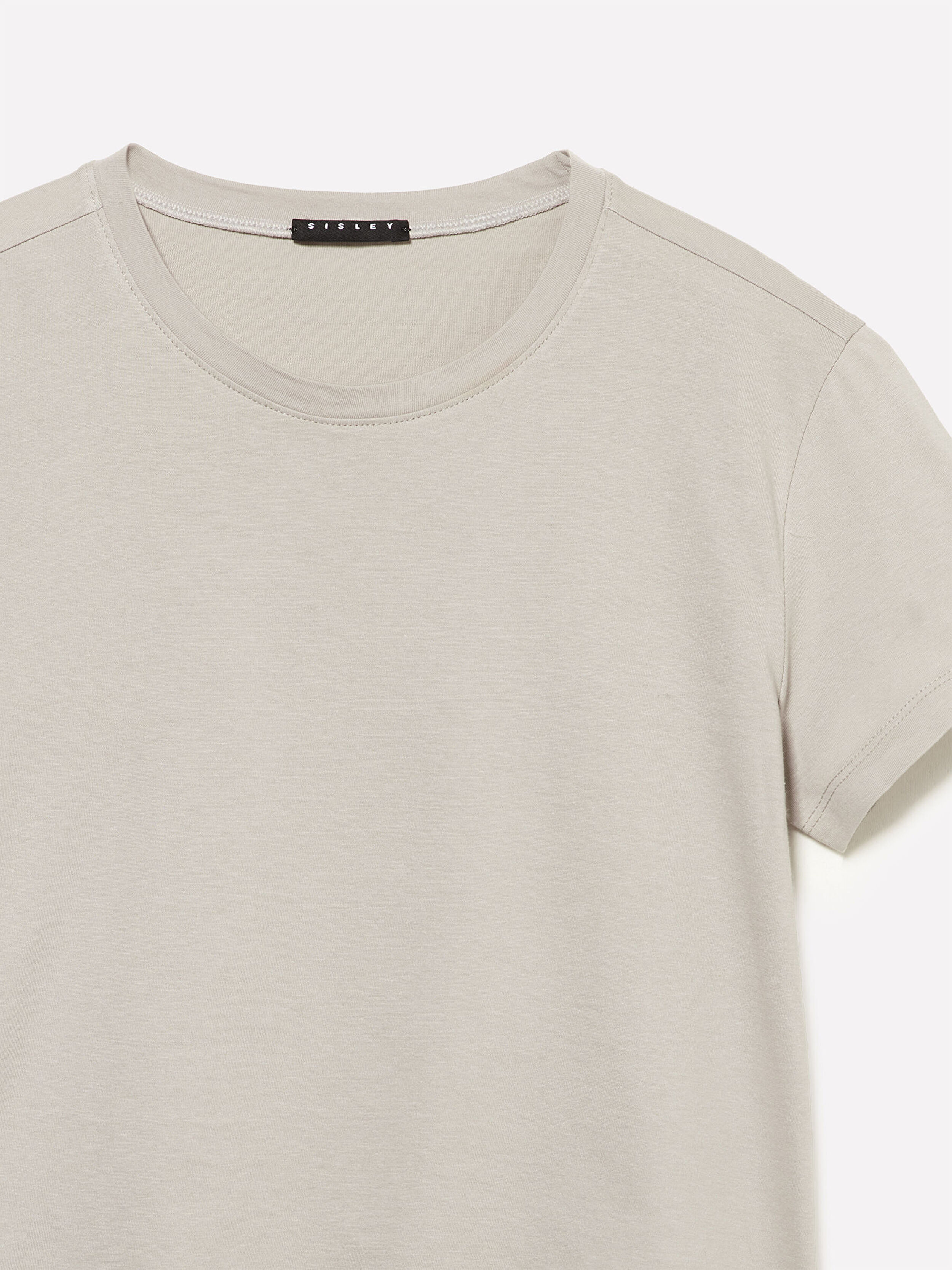 Resim Kadın Açık  Gri %100 Pamuk Bisiklet Yakalı T-Shirt