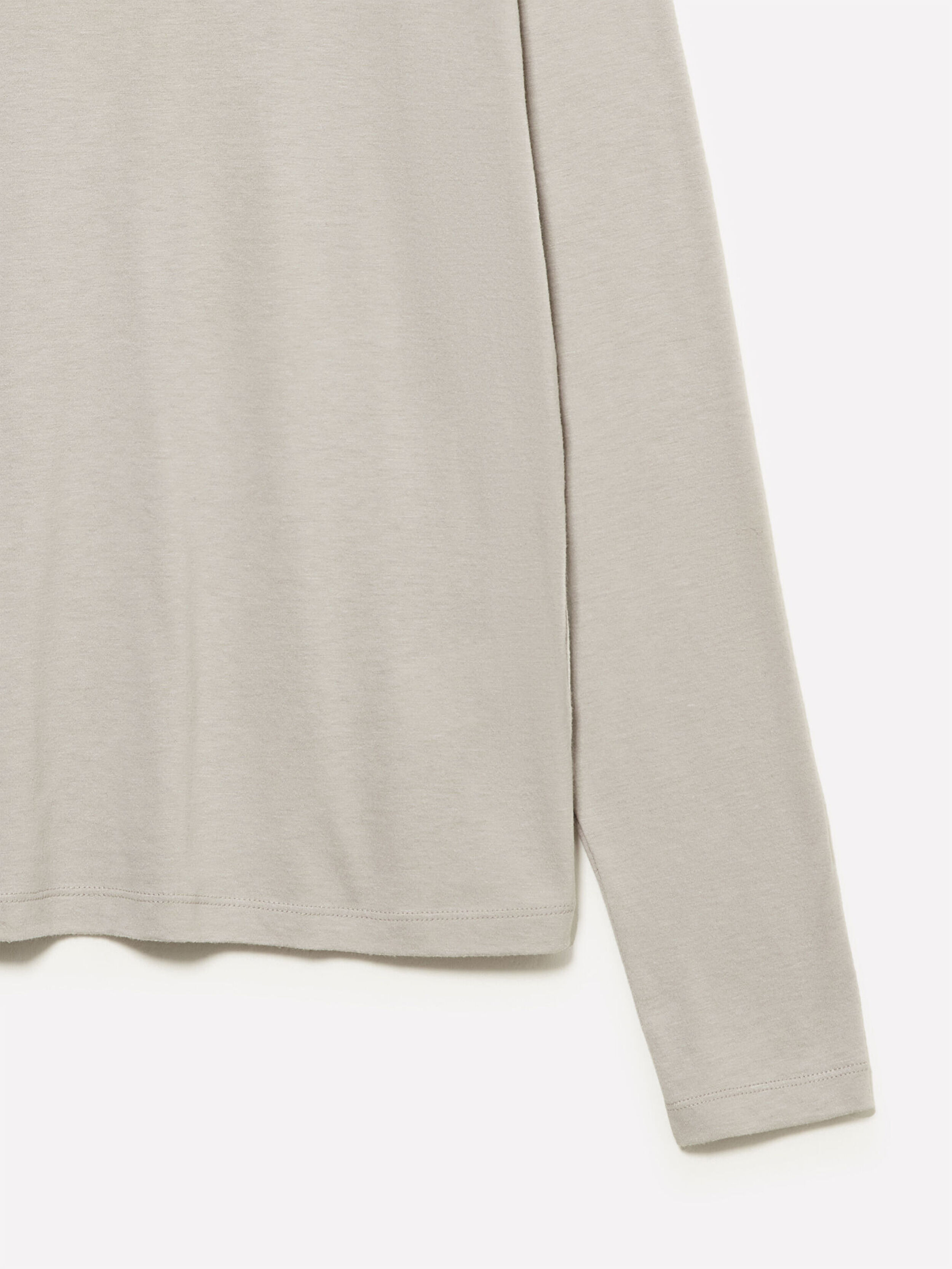 Resim Kadın Açık  Gri Modal Karışımlı Regular Fit Uzun Kollu T-Shirt