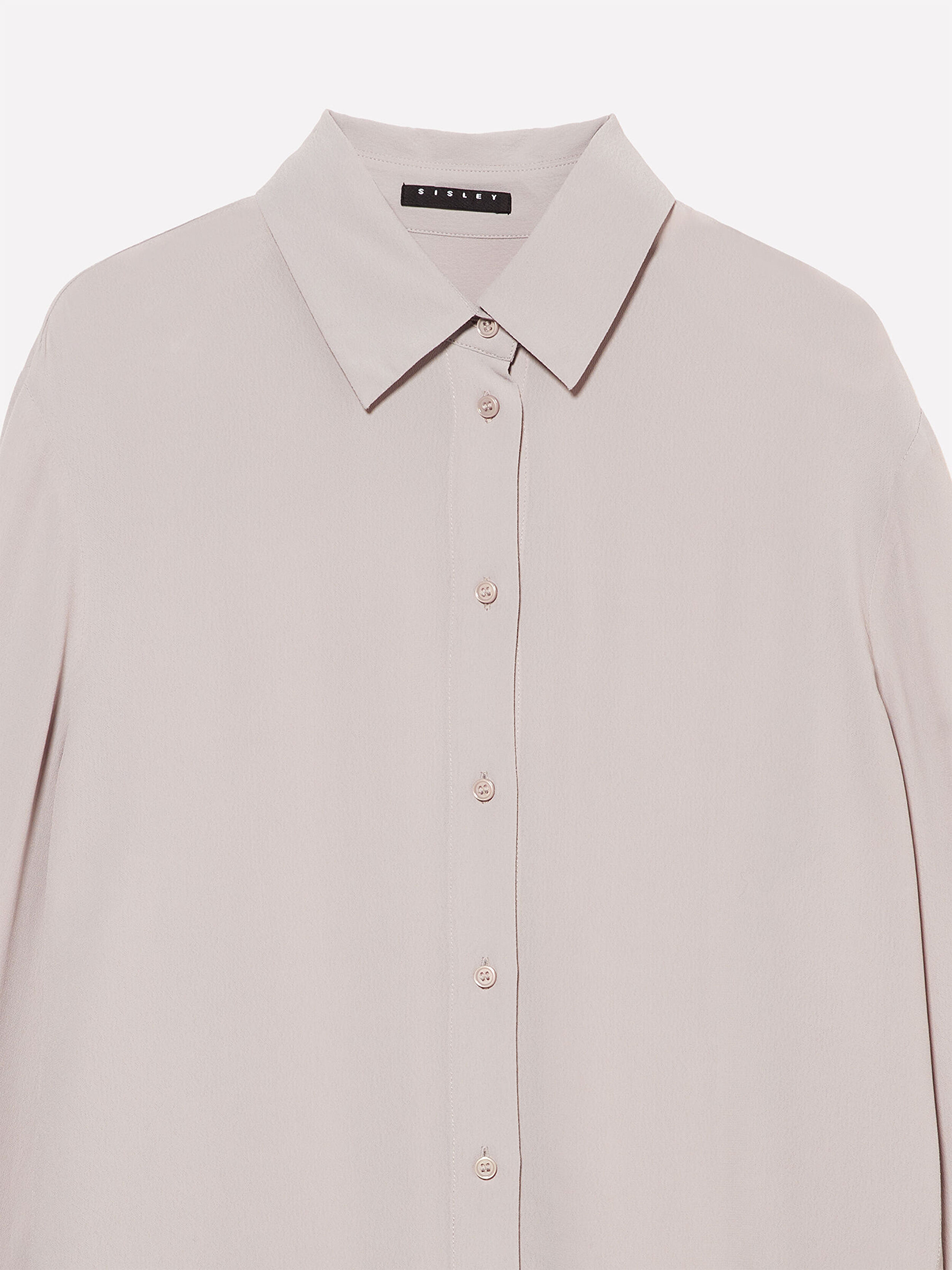 Resim Kadın Açık  Gri %100 Viskoz Arkası Uzun Over Fit Gömlek