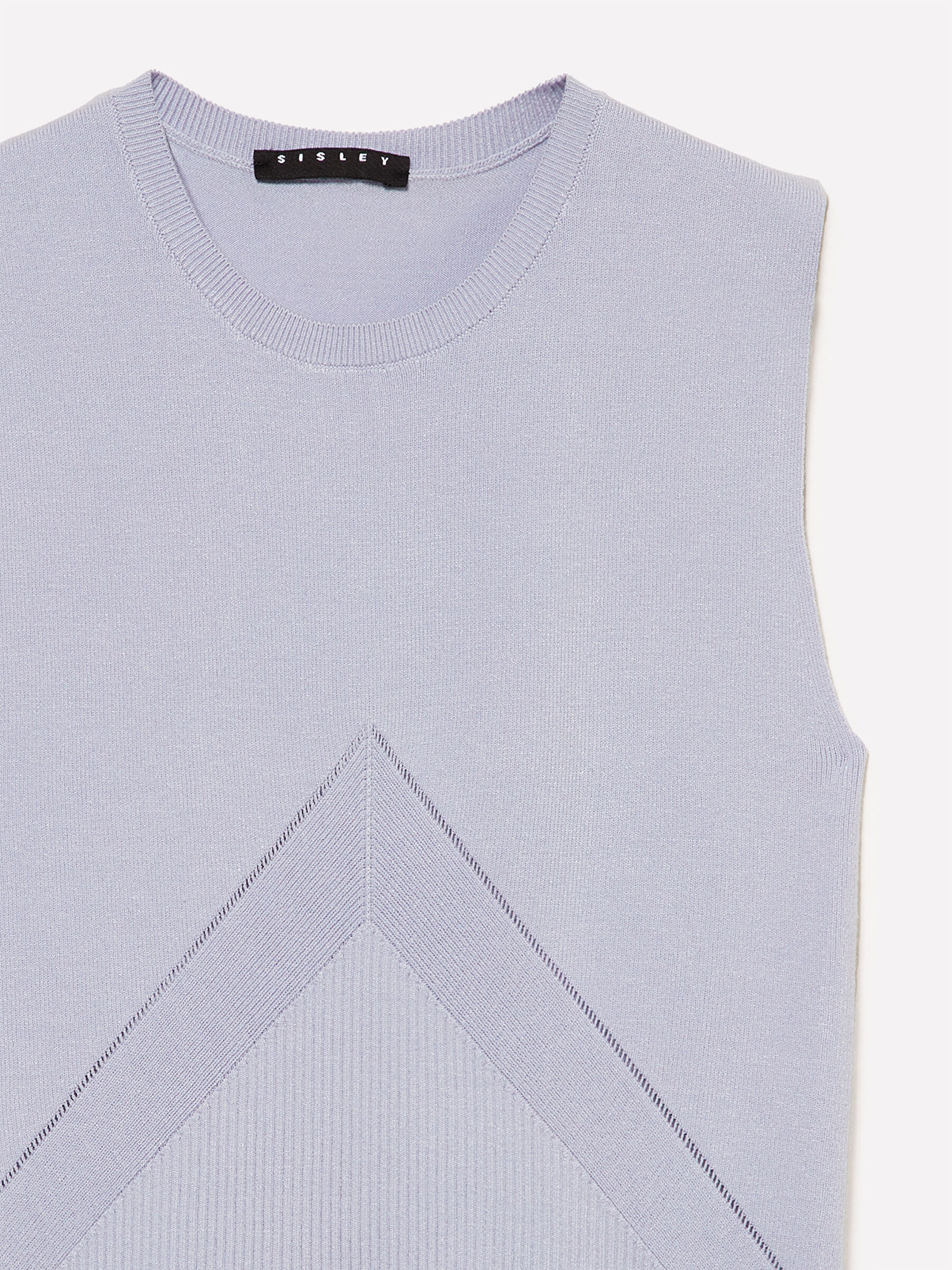 Resim Kadın Açık Lila Viskoz Karışımlı Önü Üçgen Detaylı Kolsuz Kazak