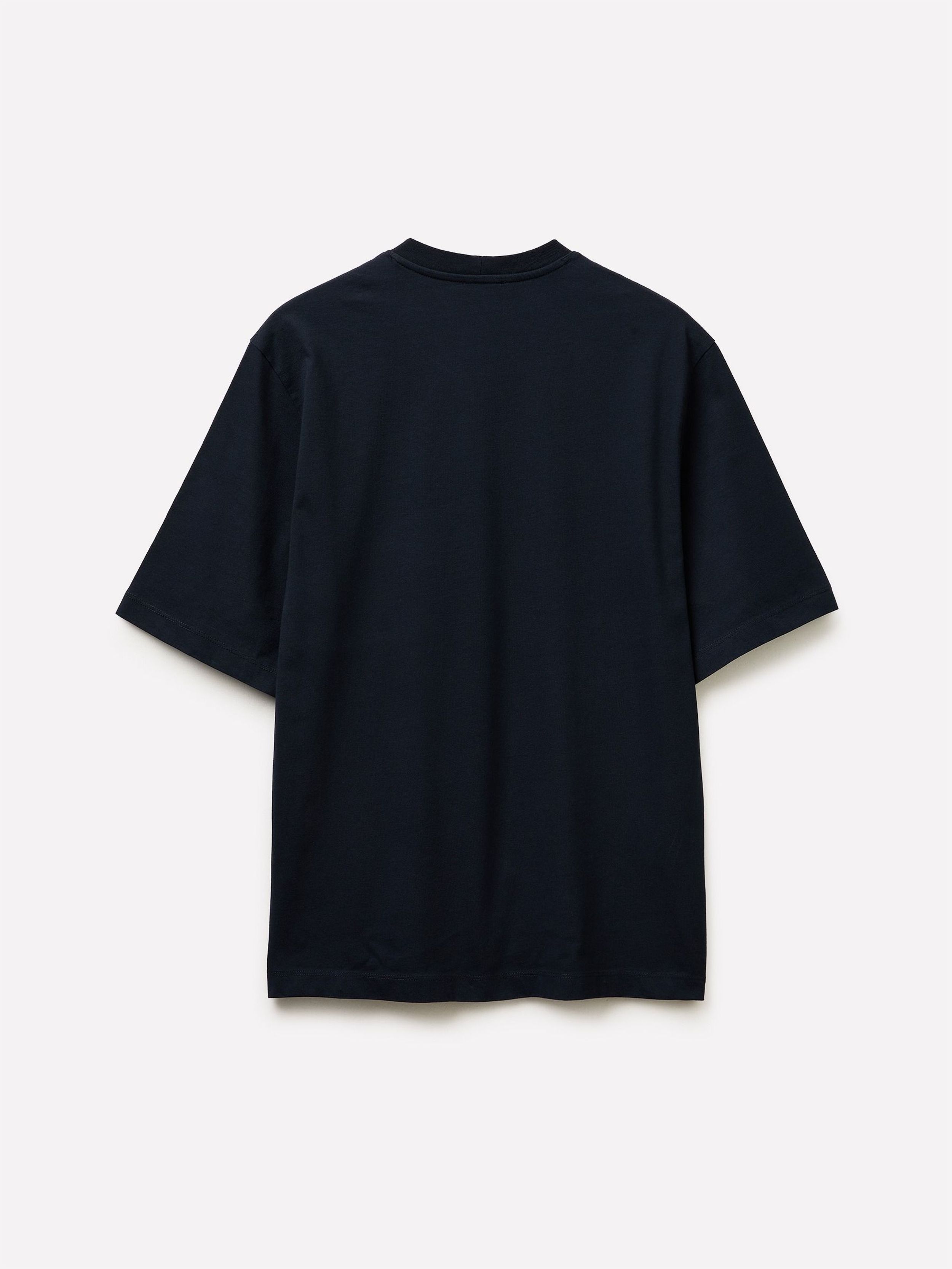 Resim Erkek Lacivert %100 Pamuk Etiket Detaylı Bisiklet Yaka T-Shirt