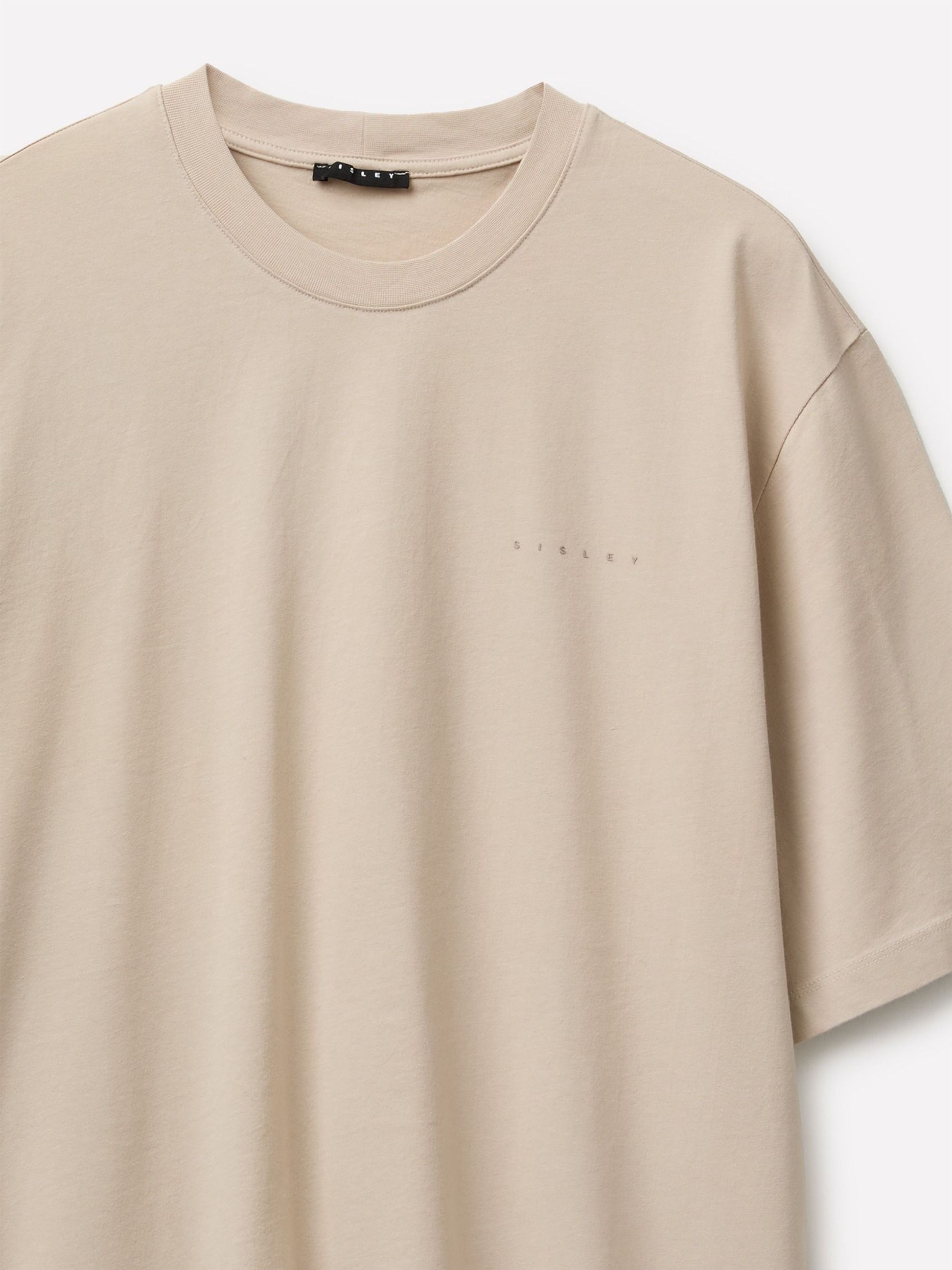 Resim Erkek Taş %100 Pamuk Etiket Detaylı Bisiklet Yaka T-Shirt
