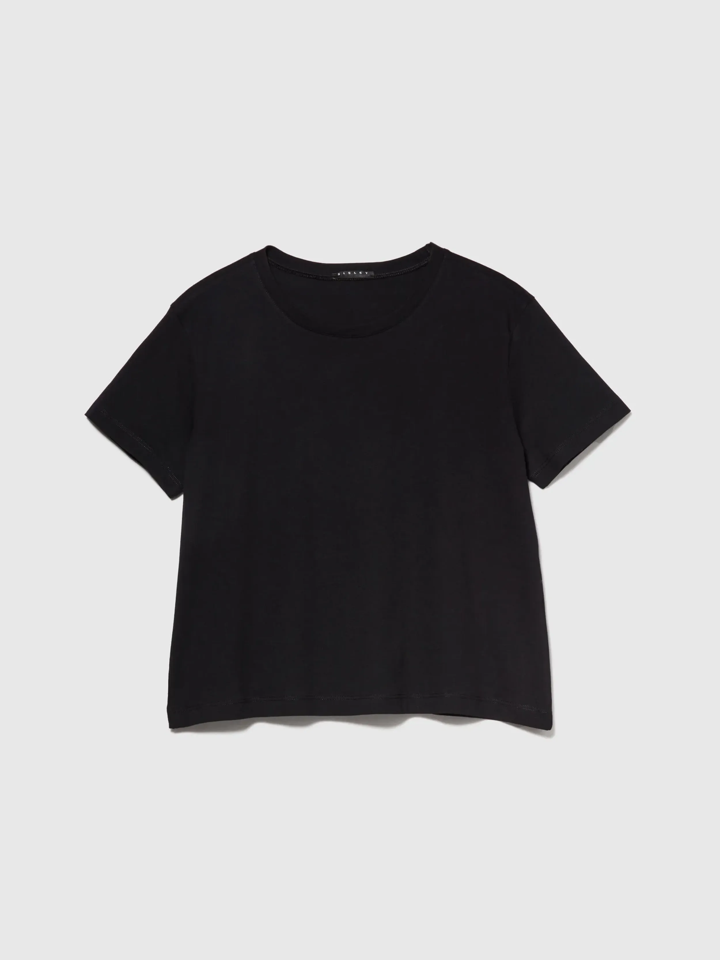 Resim Kadın Siyah %100 Pamuk Bisiklet Yakalı T-Shirt