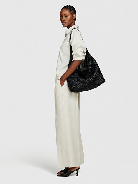 Kadın Bej %100 Keten Düğmeli Göğüs Cepli Uzun Kollu Gömlek 324P5BMLLQ06S-38U