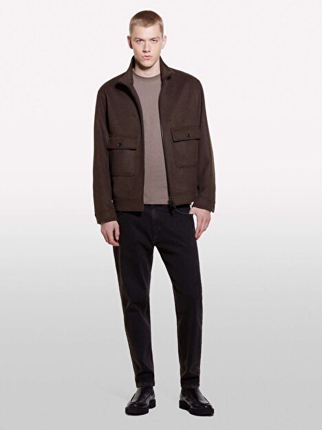 Resim Erkek Koyu Gri Pamuk Karışımlı 5 Cepli Düşük Bel Denim Pantolon