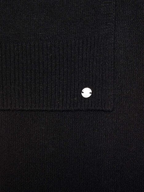 Resim Erkek Siyah Yün Karışımlı Metal Detaylı Atkı