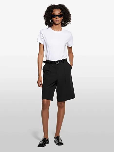 Resim Kadın Beyaz %100 Pamuk Bisiklet Yakalı T-Shirt