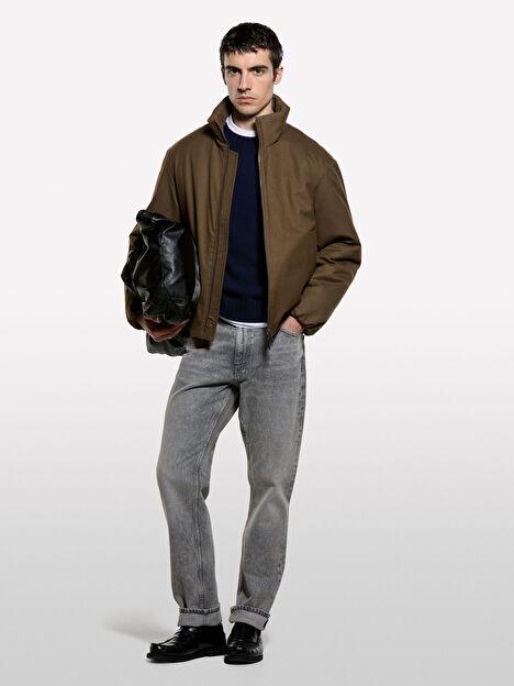 Resim Erkek Lacivert Yün Karışımlı Bisiklet Yaka Kazak