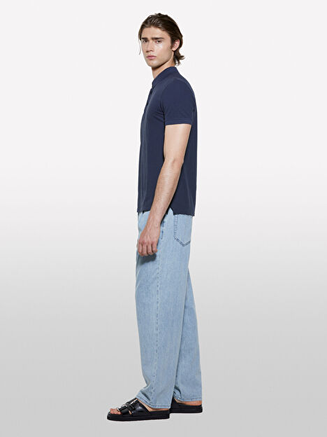 Resim Erkek Koyu Lacivert %100 Pamuk Regular Fit Polo T-Shirt