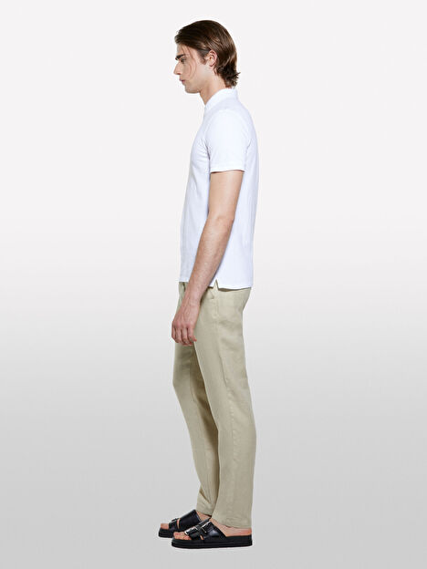 Resim Erkek Beyaz %100 Pamuk Regular Fit Polo T-Shirt