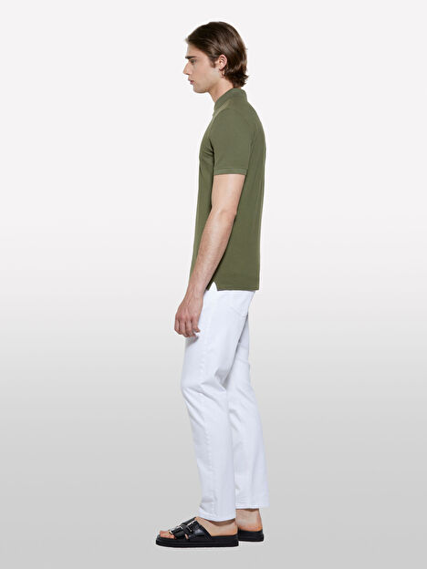Resim Erkek Asker Yeşili %100 Pamuk Regular Fit Polo T-Shirt