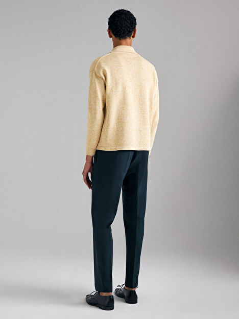 Resim Erkek Siyah  Yün Karışımlı Beli Bağcıklı Regular Fit Pantolon