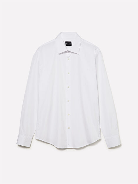 Resim Erkek Beyaz  %100 Pamuk Düğme Kapatmalı Regular Fit Uzun Kollu Gömlek