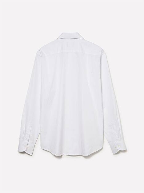 Resim Erkek Beyaz  %100 Pamuk Düğme Kapatmalı Regular Fit Uzun Kollu Gömlek