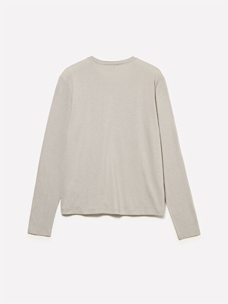 Resim Kadın Açık  Gri Modal Karışımlı Regular Fit Uzun Kollu T-Shirt