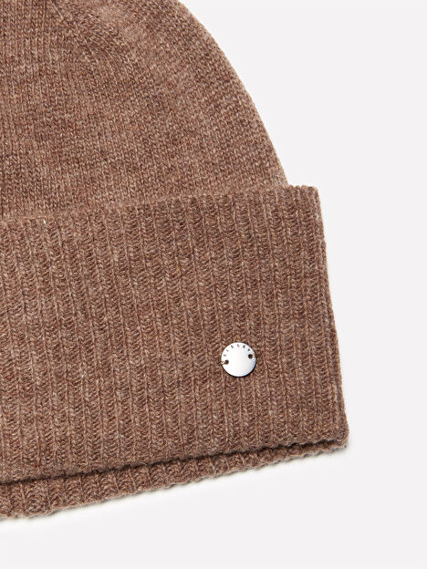 Resim Erkek Siyah Mix Yün Karışımlı Metal Detaylı Katlamalı Bere